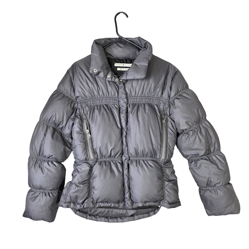 Tommy Hilfiger Puffer Jacket Ruched Down Cinched Waist Women's M Gorpcore Warm